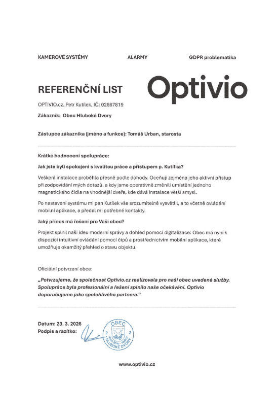Referenční list — Obec Hluboké Dvory