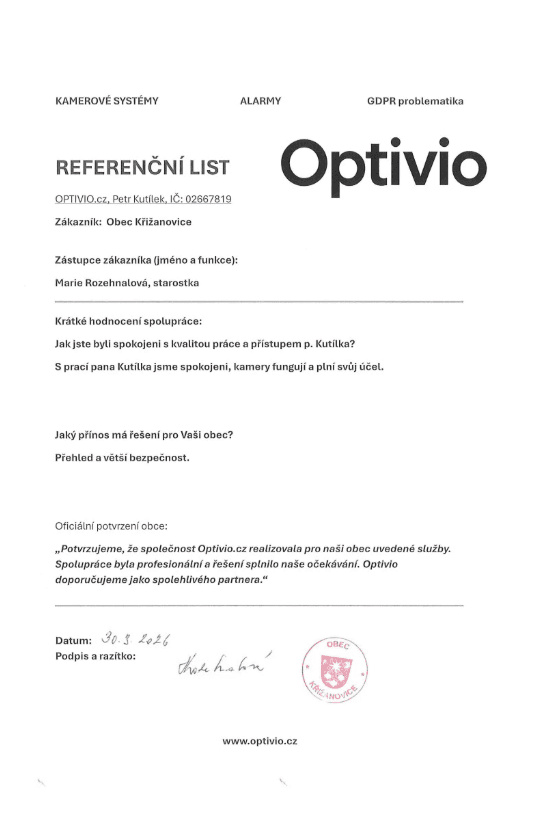 Referenční list — Obec Křižanovice