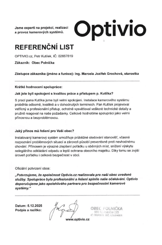 Referenční list — Obec Polnička